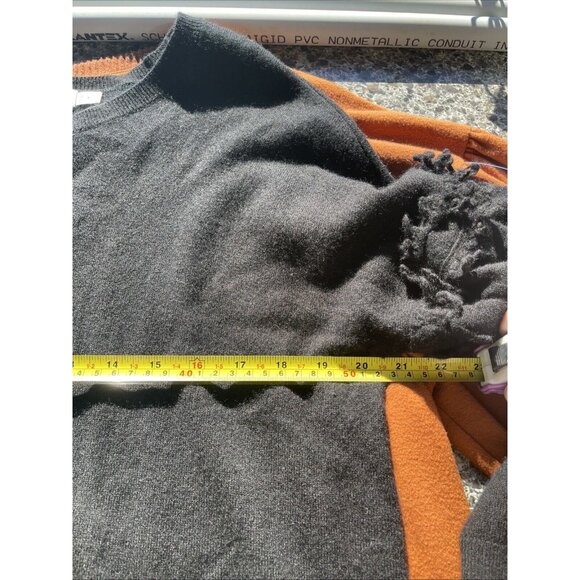 Vineyard Vines‎ Sweater Womens XL Black  Merino Wool Cashmere Minimalist Fringe - Picture 11 of 12